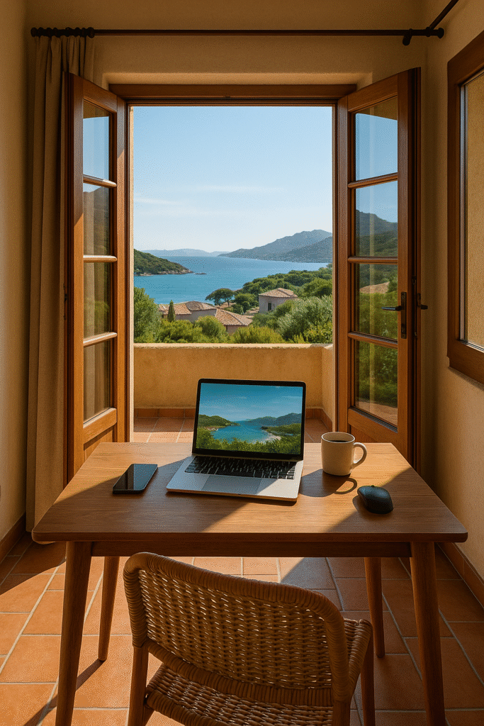 a remote working place of work - AI image generated